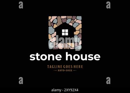 Illustration des Vektorsymbols des Steinhauses Stock Vektor