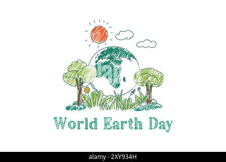 „Happy Earth Day“ oder „Rettung unseres Planeten“-Illustration für Social-Media-Poster Stock Vektor
