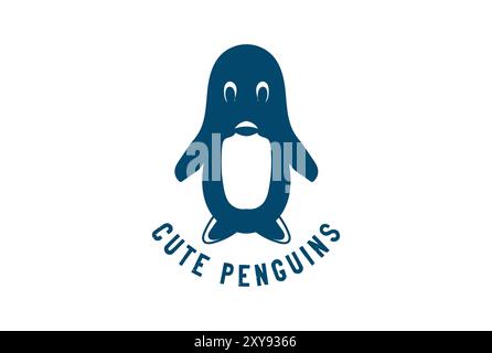 Einfaches Lustiges Süßes Pinguin Puppe Maskottchen Figur Cartoon Logo Design Stock Vektor