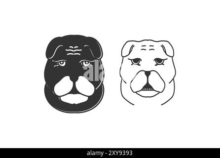 Vintage Retro Bulldog Pinscher Kopf Illustration Vektor Stock Vektor