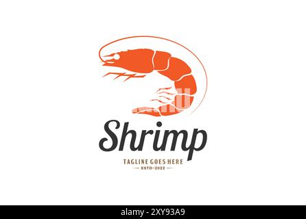 Einfache Garnelen Garnelen Hummer für Meeresfrüchte Restaurant Produktetikett Logo Design Vektor Stock Vektor