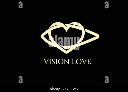 Elegantes Luxuriöses Golden Love Heart Eye Vision Monogramm Icon Illustration Logo Stock Vektor