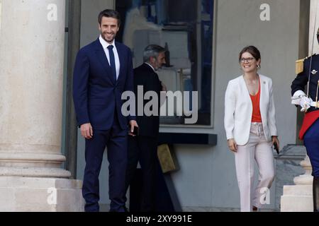 Paris, Frankreich. August 2024. Tony Estanguet, Präsident des Organisationskomitees der Olympischen Spiele und Paralympics, nimmt am Empfang der Staats-, Regierungs- und internationalen Organisationen im Rahmen der Eröffnung der Paralympischen Spiele am 28. August 2024 im Elysee-Präsidentenpalast in Paris Teil. Quelle: Bernard Menigault/Alamy Live News Stockfoto