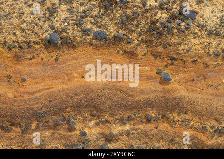 Nahaufnahme des Hyaloklastits am Brown Bluff, einem Tuya, subglazialen Vulkan, auf der Ostseite der Antarktischen Halbinsel, Antarktis. Stockfoto