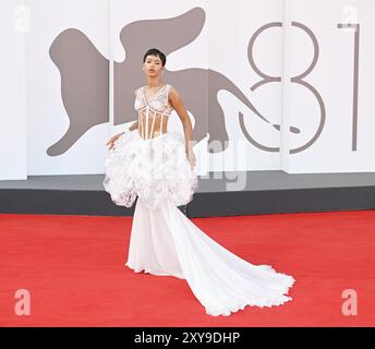 Die kanadische Schauspielerin Taylor Russell nimmt am 28. August 2024 am Eröffnungsabend/der Premiere von BeetleJuice BeetleJuice auf dem 81. Venice Film Festival in Venedig, Italien, Teil. Foto von Rune Hellestad/UPI Stockfoto