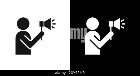 Im Lautsprechersymbol Logozeichen Vektorumrandung in Schwarz-weiß ankündigen Stock Vektor