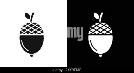 acorn Icon Logo Vektorkontur in schwarz-weiß Stock Vektor