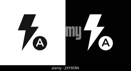 autom. Blitz Symbol Logo Vektorkontur in Schwarz-weiß Stock Vektor