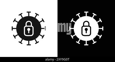 Coronavirus Lockdown Symbol Logo Vektorumrandung in Schwarz-weiß Stock Vektor