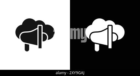 Cloud Marketing Symbol Logo Vektorkontur in Schwarz-weiß Stock Vektor