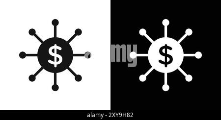 Finanzsystem Symbol Logo Vektorumrandung in Schwarz-weiß Stock Vektor