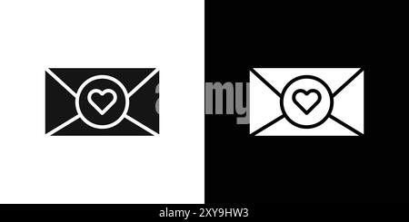 Love Envelope Icon Logo Zeichen Vektor Umriss in schwarz-weiß Farbe Stock Vektor