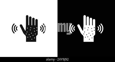 Affenpocken Virus Symptome Symbol Logo Zeichen Vektor Umrandung in schwarz-weiß Farbe Stock Vektor