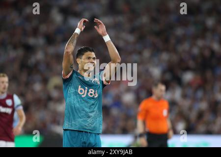 London, Großbritannien. August 2024. London, England, 28. August 2024: Evanilson (9 Bournemouth) während des Carabao Cup Spiels zwischen West Ham United und Bournemouth im London Stadium in London, England (Alexander Canillas/SPP) Credit: SPP Sport Press Photo. /Alamy Live News Stockfoto