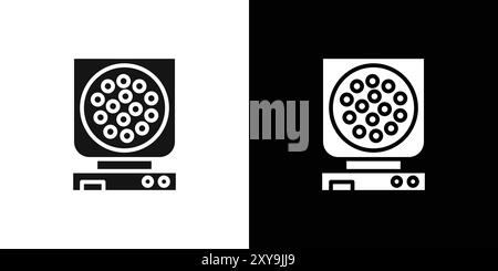 Laserlampen-Symbol Logo-Zeichen Vektorumrandung in Schwarz-weiß Stock Vektor