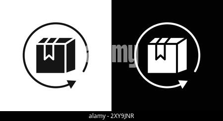 Produktrückgabefach Symbol Logozeichen Vektorkontur in Schwarz-weiß Stock Vektor