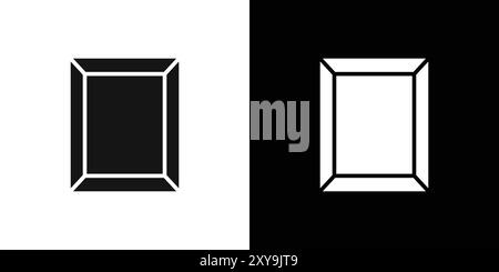 Fotorahmen Symbol Logozeichen Vektorumrandung in Schwarz-weiß Stock Vektor
