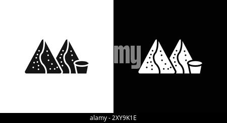 Samosa Icon Logo Zeichen Vektor Umriss in schwarz-weiß Farbe Stock Vektor