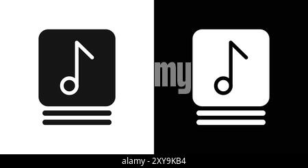 Wiedergabelistensymbol Logo Vektorkontur in Schwarz-weiß Stock Vektor