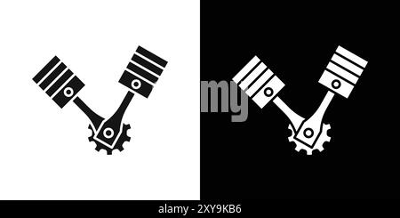 Piston Symbol Logo Vektorumrandung in schwarz-weiß Stock Vektor