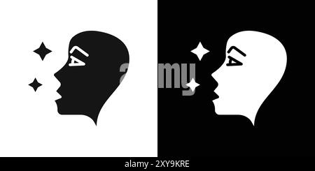 Hautpflege Symbol Logo Vektorumrandung in schwarz-weiß Farbe Stock Vektor