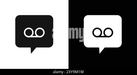 Voicemail-Symbol (2) Logo-Vektorkontur in Schwarz-weiß Stock Vektor