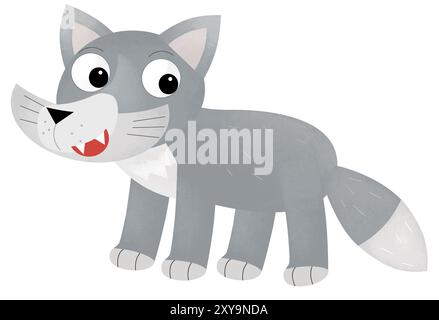 Zeichentrickfilm wildes Waldtier Wolf oder Hund isolierte Illustration für Kinder Stockfoto