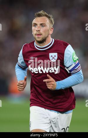 LONDON, UK - 28. August 2024: Jarrod Bowen von West Ham United während des zweiten Spiels der EFL Cup zwischen West Ham United und AFC Bournemouth im London Stadium (Credit: Craig Mercer/ Alamy Live News) Stockfoto