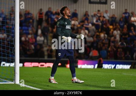 London, England. August 2024. Während des Carabao Cup 2. Runde zwischen dem AFC Wimbledon und Ipswich Town im Cherry Red Records Stadium in London. Kyle Andrews/Alamy Live News Stockfoto