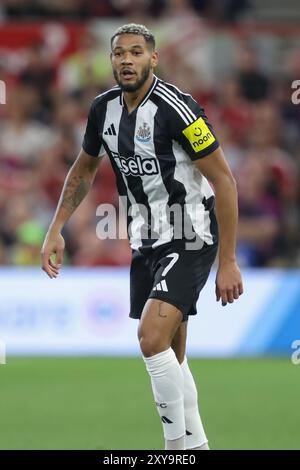 Nottingham, Großbritannien. August 2024. Joelinton von Newcastle United während des Carabao Cup Matches Nottingham Forest gegen Newcastle United am 28. August 2024 in Nottingham, Vereinigtes Königreich, am 28. August 2024. (Foto: Alfie Cosgrove/News Images/SIPA USA) Credit: SIPA USA/Alamy Live News Stockfoto