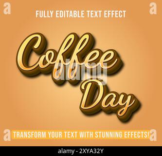 Bearbeitbare Texteffekte mit dem Thema „Coffee Day“, anpassbar und sofort einsatzbereit. Stock Vektor
