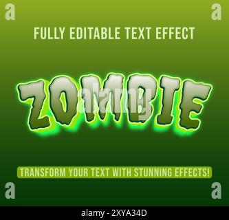Bearbeitbare Texteffekte mit Zombie-Design, anpassbar und sofort einsatzbereit. Stock Vektor