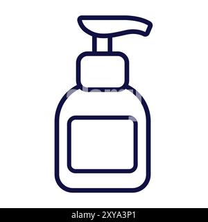 Flasche mit Spender. Flüssigseife. Körpercreme. Vektorillustration auf weißem Hintergrund. Stock Vektor
