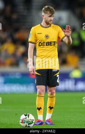 Wolverhampton, Großbritannien. August 2024. Tommy Doyle von Wolverhampton Wanderers während des Carabao Cup Matches Wolverhampton Wanderers gegen Burnley in Molineux, Wolverhampton, Vereinigtes Königreich, 28. August 2024 (Foto: Gareth Evans/News Images) in Wolverhampton, Vereinigtes Königreich am 28. August 2024. (Foto: Gareth Evans/News Images/SIPA USA) Credit: SIPA USA/Alamy Live News Stockfoto