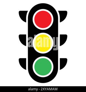 Ampelsignalvektorsymbol. Ampel. Signal mit einem flachen roten, gelben und grünen Symbol für Apps und Websites. Stock Vektor