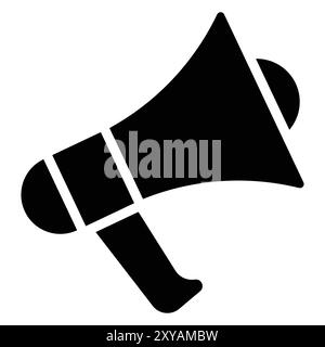 Megaphon-Vektor-Symbol. Symbol für elektrischen Lautsprecher. Konzept für Werbung, Kommunikation und öffentliche Bekanntmachungen. Schwarze Silhouette. Stock Vektor