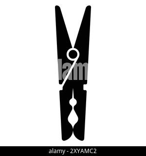 Vektor-Symbol für Kleiderpfosten. Schwarze Silhouette. Symbol für die Kleidernadel. Einfache Illustration des Anstecksymbols für Stangenkleider für Webdesign. Stock Vektor