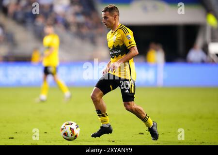 28. August 2024: Columbus Crew Mittelfeldspieler Alexandru Matan (20) während der zweiten Hälfte eines MLS-Spiels gegen die Philadelphia Union im Subaru Park in Chester, Pennsylvania. Kyle Rodden/CSM Stockfoto