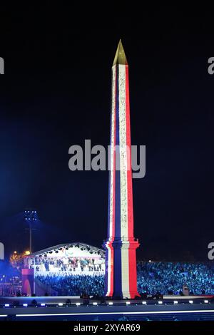 Paris, Frankreich. August 2024. Das am 28. August 2024 aufgenommene Bild zeigt den allgemeinen Überblick über die Eröffnungszeremonie der Paralympischen Spiele 2024 in Paris. Quelle: Hou Jun/Xinhua/Alamy Live News Stockfoto