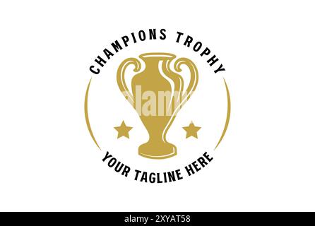 Kreisförmiges Vintage Retro Champion Trophy Cup Emblem-Emblem für die Ikone des Sport Club Wettbewerbs Illustration Design Inspiration Stock Vektor