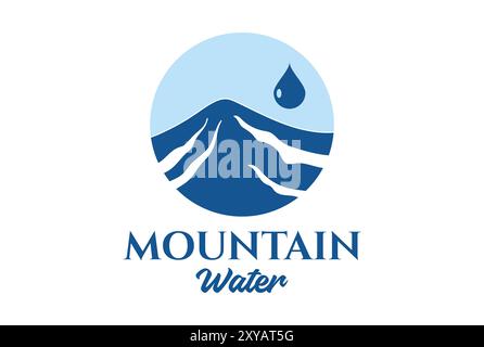 Einfacher minimalistischer Berg mit frischem Flüssigkeitstropfen für Frühling oder Mineralwasser Icon Illustration Vektor Stock Vektor