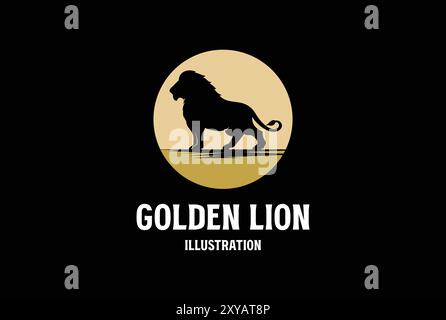 Circular Golden Luxury Lion Crest Silhouette Design Vektor Stock Vektor
