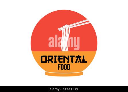 Einfache Nudelschale mit Essstäbchen für Restaurant und Getränke Design Icon Illustration Vektor Stock Vektor