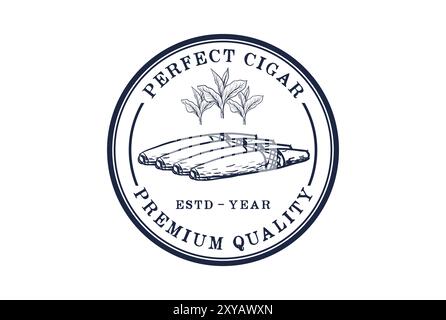 Kreisförmiges Vintage Retro-Logo-Logo Mit Sketch-Logo Und Zigarrenabzeichen Im Retro-Stil Stock Vektor