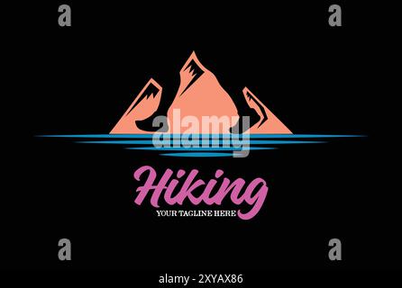 Cleverer negativer Space Mountain mit Fußweg für Outdoor Sport Adventure Wandern Klettern Logo Stock Vektor