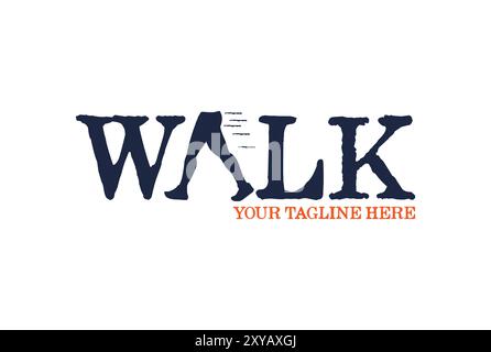 Letter Walk Type Schriftart Textwort für Gym Fit Sport oder Gesundheit Lifestyle Logo Symbol Illustration Stock Vektor