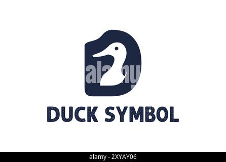 Einfaches minimalistisches Design mit niedlichem Anfangsbuchstaben D für Duck-Logo Stock Vektor