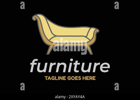 Eleganter Luxus Sofa Couch Stuhl für Möbel Innenlogo Design Vektor Stock Vektor