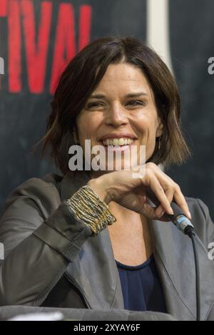 DORTMUND, 8. APRIL: Schauspielerin Neve Campbell (Scream, Wild Things, House of Cards) am Weekend of Hell, A Two Day (April 7-8 2018) Horror-Thema f Stockfoto