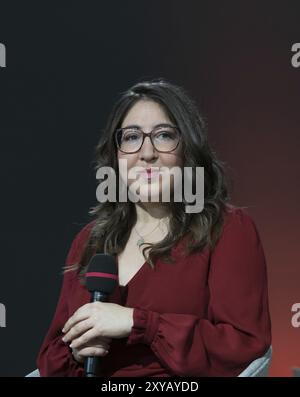 FRANKFURT AM MAIN, 21. Oktober 2023: Deborah Feldman (*1986, amerikanisch-deutsche Schriftstellerin, bekannt für ihre Autobiografie Unorthodoxamerikanisch-deutsch-amerikanisch-wri Stockfoto